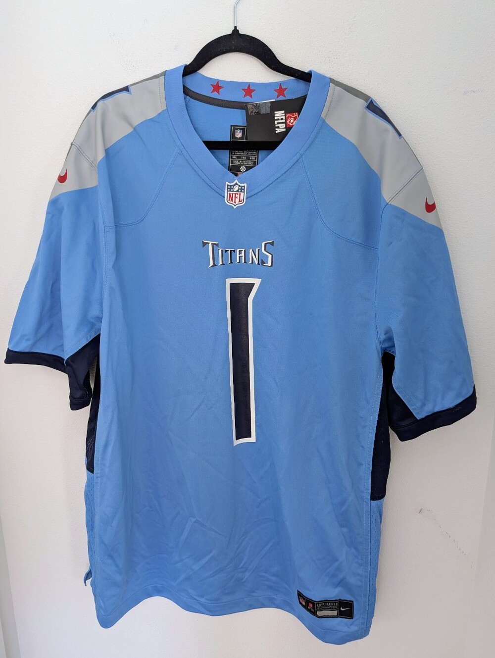 Nike Cam Ward Tennessee Titans Jersey # 1 Light Blue NFL Men's Size XXL